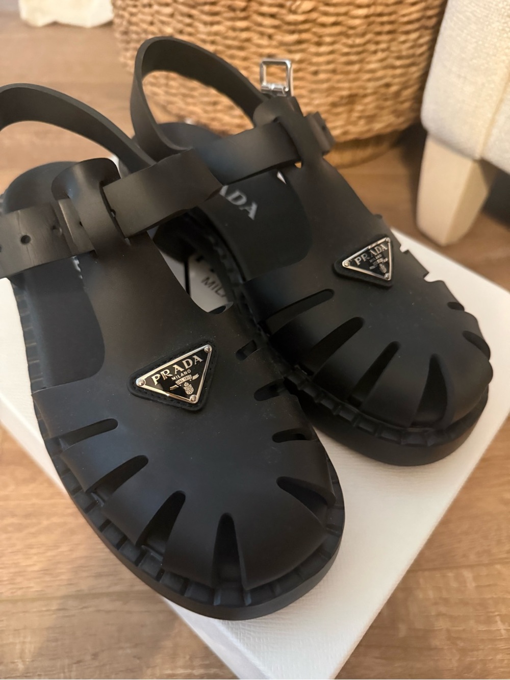 Prada Black Jelly Fisherman Sandals - Picture 1 of 5